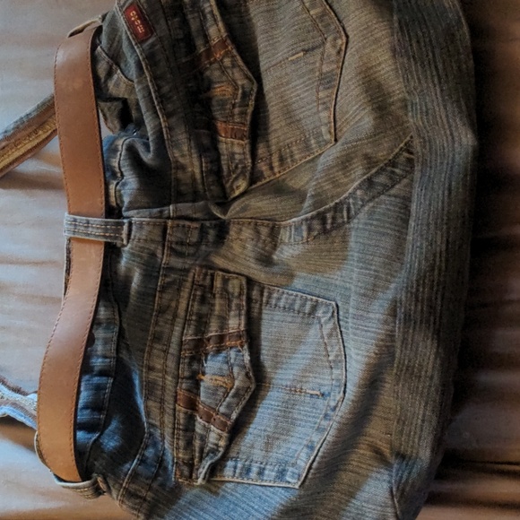Jean Shoulder Purse Belt Pockets Moto England Home Made Unique 1990s Denim - Picture 7 of 12